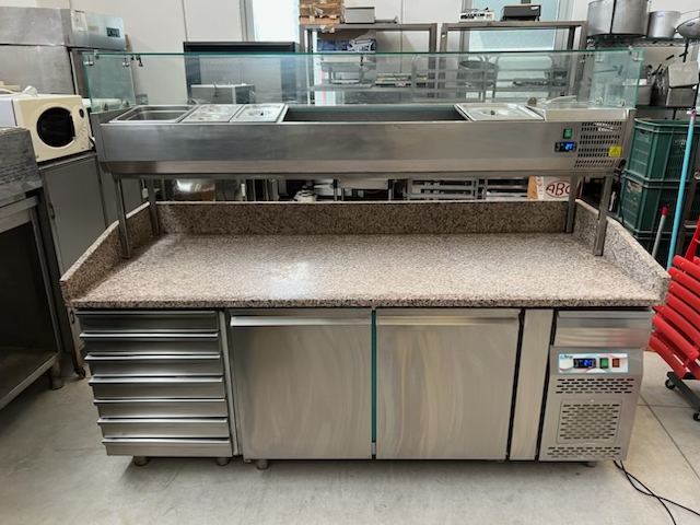 BANCO PIZZERIA REFRIGERATO CON VETRINA PORTA INGREDIENTI