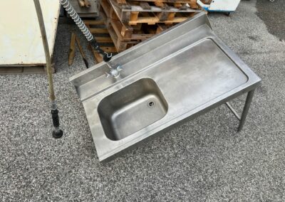 LAVELLO ACCIAIO INOX DA APPOGGIO CON DOCCIONE 120×70