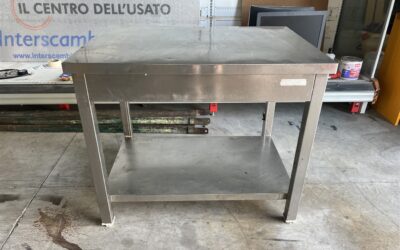BANCO DA LAVORO ACCIAIO INOX CON RIPIANO 100×70